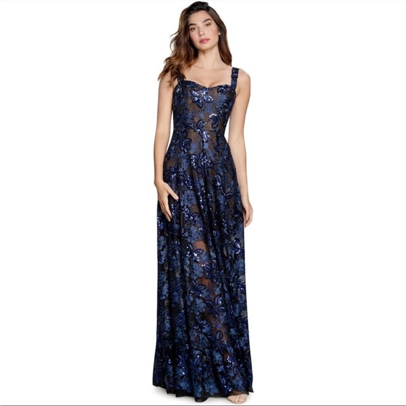 Dress the Population Dresses & Skirts - DRESS THE POPULATION Anabel Sweetheart Floral Sequin Fit & Flare Gown Dress XL
